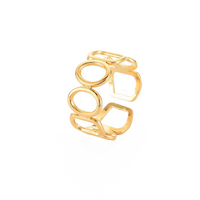 Ion Plating(IP) 304 Stainless Steel Open Geometric Wrap Cuff Ring for Women X-RJEW-S405-166G-1