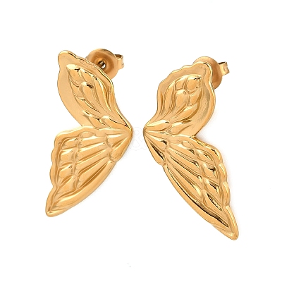 304 Stainless Steel Butterfly Wing Stud Earrings EJEW-I320-22G-01-1