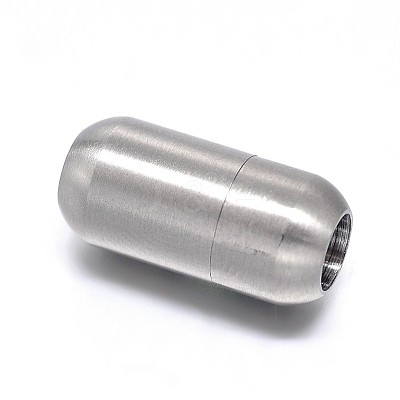 Tarnish Resistant Barrel 304 Stainless Steel Magnetic Clasps with Glue-in Ends STAS-D059-18E-1
