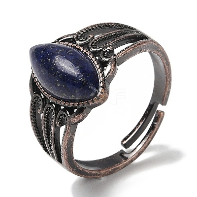 Natural Lapis Lazuli Horse Eye Adjustable Rings RJEW-K271-05R-09-1