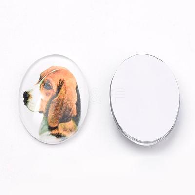 Puppy Photo Flatback Glass Cabochons GGLA-S034-25x18-034-1