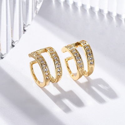 Rack Plating Brass Micro Pave Clear Cubic Zirconia Cuff Earrings for Women EJEW-C125-24A-G-1