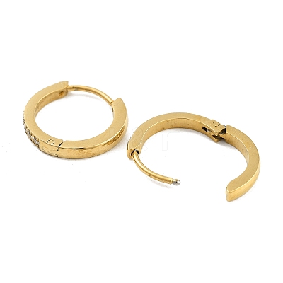 Ion Plating(IP) 304 Stainless Steel Micro Pave Clear Cubic Zirconia Huggie Hoop Earrings EJEW-C096-01F-G-1