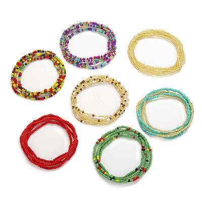 7Pcs 7 Colors Boho Glass Seed Beaded Waist Chains for Women WGEA542-01-1