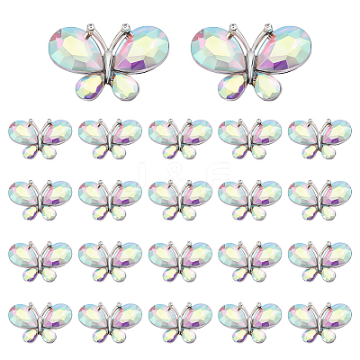 Platinum Tone Alloy Rhinestone Butterfly Cabochons DIY-FG0009-98A-1