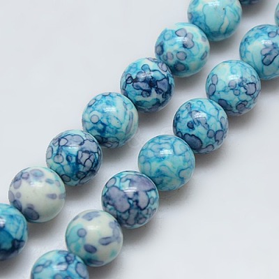 Synthetic Ocean White Jade Beads Strands G-C219-10mm-02-1
