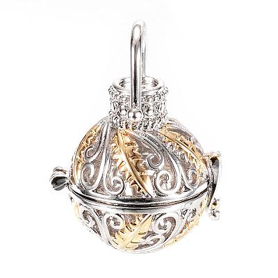 Rack Plating Brass Cage Pendants KK-R036-14-1
