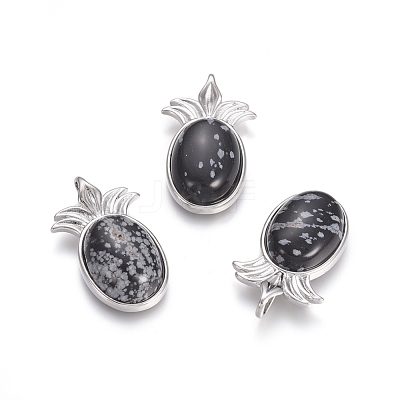 Natural Snowflake Obsidian Pendants G-L512-L16-1