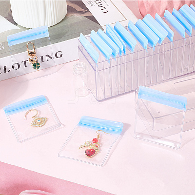 Rectangle Transparent ABS Plastic Jewelry Storage Boxes with Lid and PVC Bags CON-WH20001-17D-1