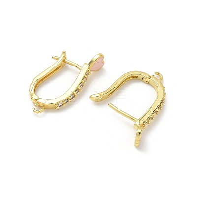 Brass Micro Pave Clear Cubic Zirconia Hoop Earring Findings EJEW-C185-01G-02-1