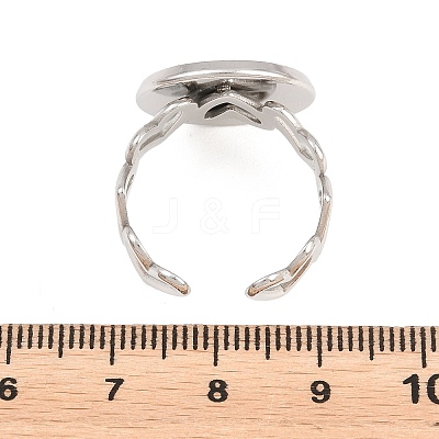 Hollow Heart 304 Stainless Steel Open Cuff Ring Components STAS-F366-08E-P-1