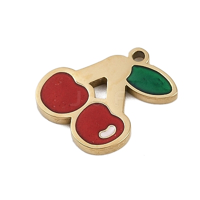 304 Stainless Steel Enamel Charms STAS-I338-01G-13-1