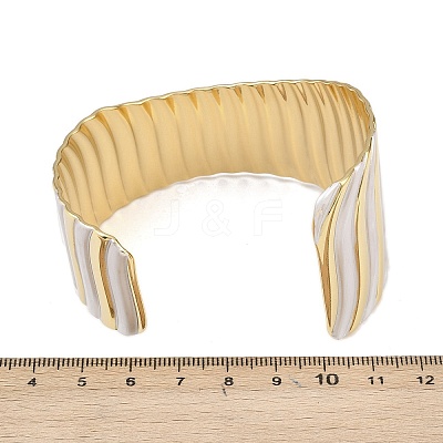 304 Stainless Steel Enamel Open Cuff Bangles BJEW-K288-01G-1