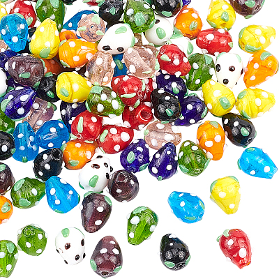Handmade Lampwork 3D Strawberry Beads LAMP-OC0001-04-1