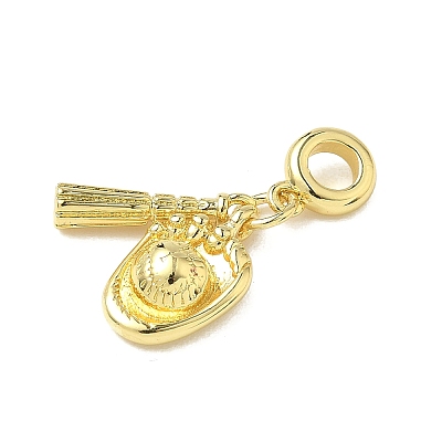 Brass Baseball Bat Mitten European Dangle Charms KK-K293-57G-1