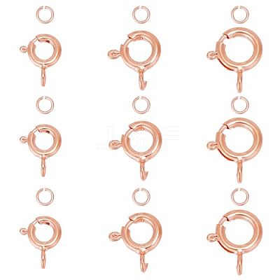 925 Sterling Silver Spring Ring Clasps with Open Jump Rings STER-GO0001-04RG-1