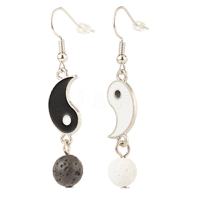 Alloy Enamel Yin Yang Matching Asymmetrical Earrings EJEW-JE04894-01-1