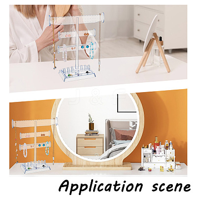 3-Tier T Bar Plastic Jewelry Towers for Earrings Rings ODIS-WH0030-204-1