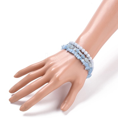 Natural Aquamarine Stretch Bracelets BJEW-JB05649-1