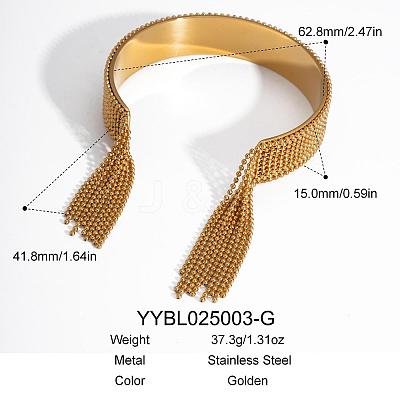 European and American Style Fringed 304 Stainless Steel Cuff Bangles for Women OT8697-1-1