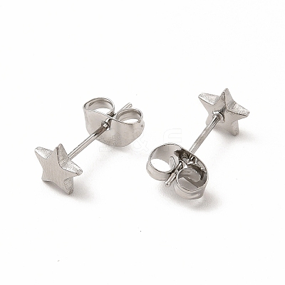 Non-Tarnish 304 Stainless Steel Star Stud Earrings for Women EJEW-C004-02P-1