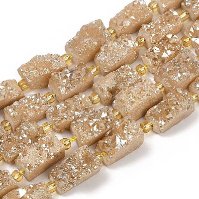 Electroplated Natural Druzy Agate Beads Strands G-R012-A02-01-1