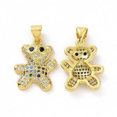 Brass Micro Pave Clear Cubic Zirconia Pendants ZIRC-F135-28G-03-1