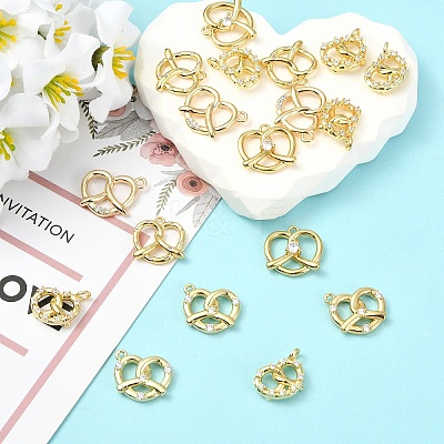 6Pcs 6 Styles Brass Micro Pave Cubic Zirconia Pendants KK-YW0004-50-1