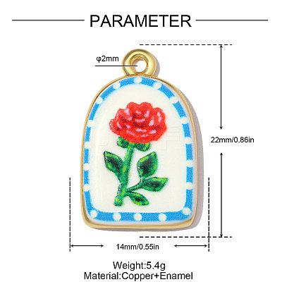 Printed Brass with Enamel Pendants KK-OY001-48G-1
