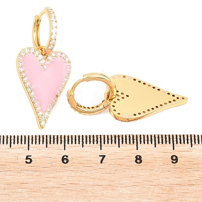 Valentine's Day Heart Brass Micro Pave Clear Cubic Zirconia Hoop Earrings EJEW-Z164-10G-1