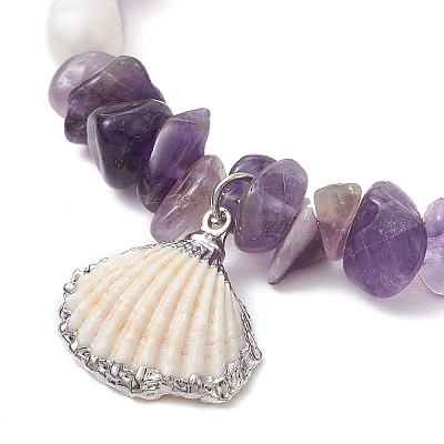 3Pcs 3 Style Natural Shell Charm Bracelets Set BJEW-TA00396-1