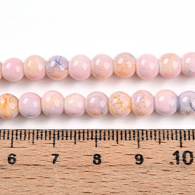 Baking Paint Glass Beads Strands DGLA-N003-6mm-C01-1