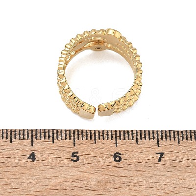 304 Stainless Steel Pave Clear Cubic Zirconia Cuff Open Rings for Women RJEW-F207-03F-G-1