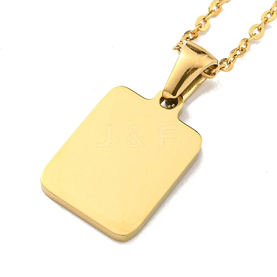 Ion Plating(IP) Rectangle with Initial Letter 304 Stainless Steel Pendant Necklace NJEW-R265-04G-I-1
