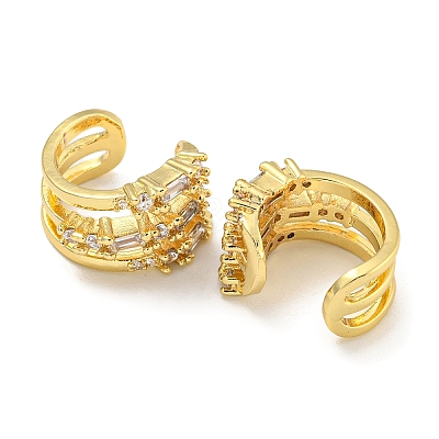 Brass Micro Pave Cubic Zirconia Cuff Earrings EJEW-C104-103G-1