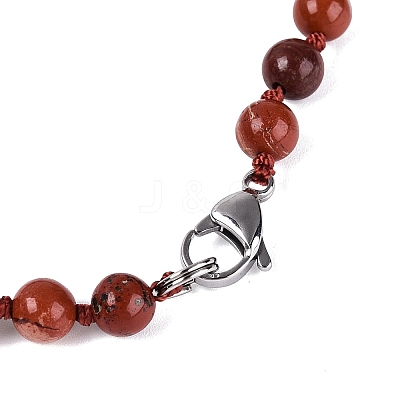 Natural Red Jasper Flower Pendant Necklaces NJEW-N064-08F-1