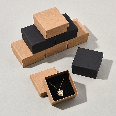 12Pcs 2 Colors Cardboard Paper Jewelry Set Boxes CBOX-FS0001-01-1