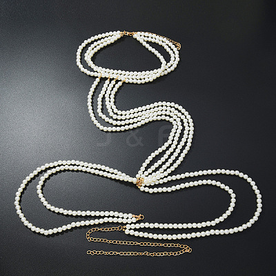 Plastic Imitation Pearl White Round Neck Waist Sexy Bikini Body Chains for Women WGAD7A5-01-1