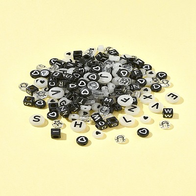 200Pcs Opaque Black Acrylic Beads MACR-FS0001-86-1