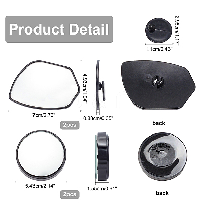 2 Sets 2 Style Glass Rearview Mirror AJEW-CA0001-75-1