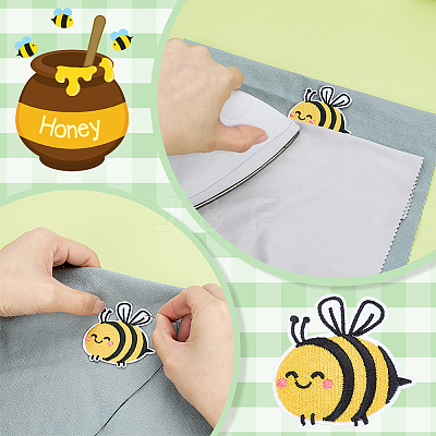 Bees Computerized Embroidery Cloth Iron on/Sew on Patches PATC-WH0002-131-1