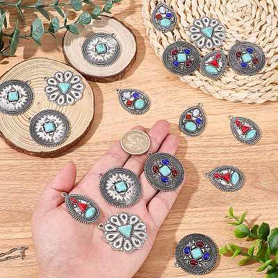 20Pcs 5 Styles Retro Alloy Pendants TIBEP-SC0003-58-1