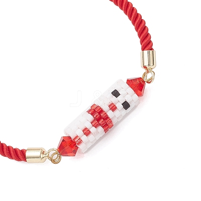 Christmas Handmade Glass Seed Beaded Slider Bracelets BJEW-MZ00226-03-1