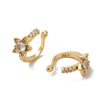 Brass Micro Pave Cubic Zirconia Cuff Earring EJEW-L271-09KCG-02-1