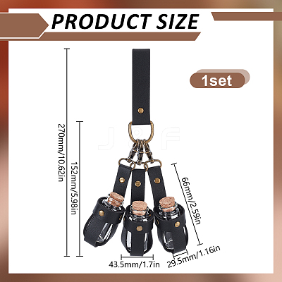 PU Leather Bag with 3Pcs Cork Glass Bottles FIND-WH0366-234A-1