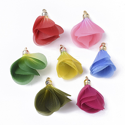 Organza Fabric Pendants X-FIND-T061-001-1