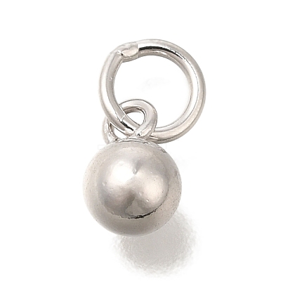 Rhodium Plated 925 Sterling Silver Round Charms STER-G043-08A-P-1