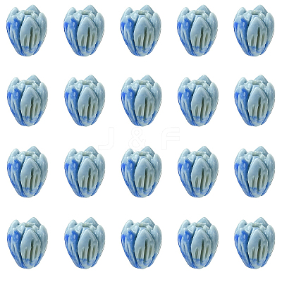 20Pcs Opaque Resin Flower Rose Beads RESI-YW0004-99C-1