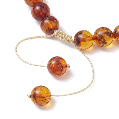 Natural Amber Beads Braided Bead Bracelets for Women Men BJEW-JB13469-1