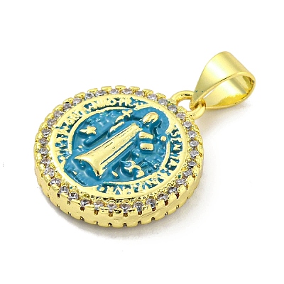 Rack Plating Brass Micro Pave Cubic Zirconia Pendants KK-B091-22G-06-1